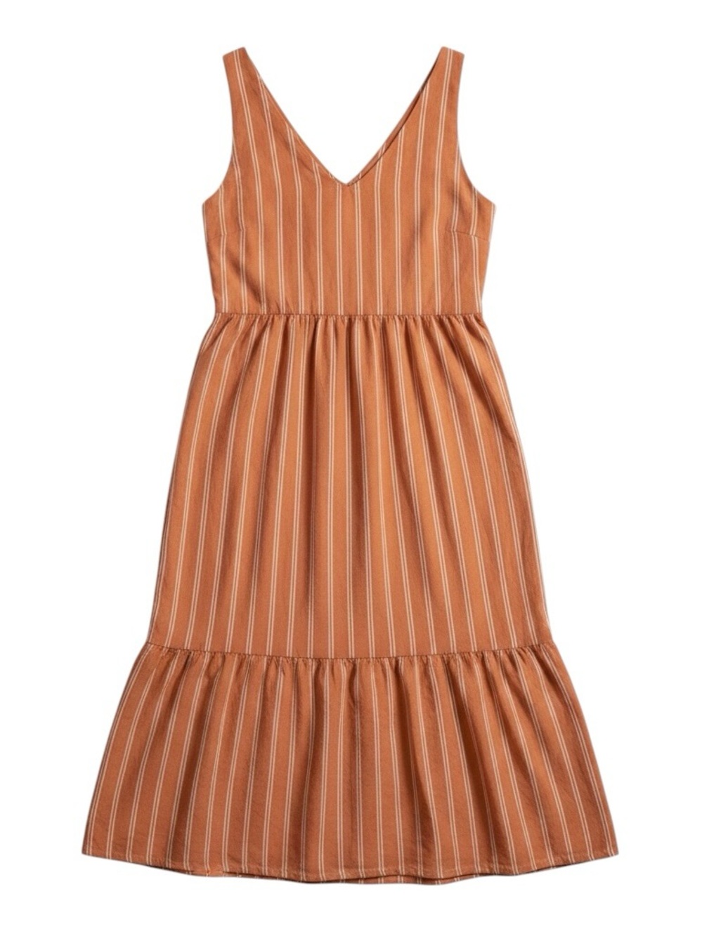 Pact Canopy‎ Linen Blend Easy Tank Dress Hermosa Stripe Rust XL